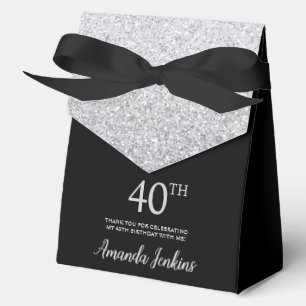 40. Geburtstag Silber Glitter Danke Geschenkschachtel