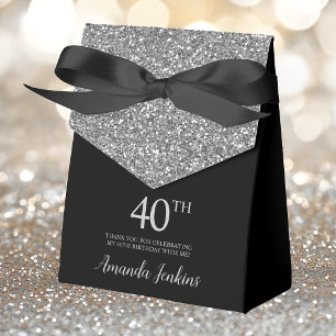 40. Geburtstag Silber Glitter Danke Geschenkschachtel