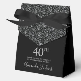 40. Geburtstag Silber Glitter Rosen Danke  Geschenkschachtel