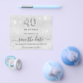 40. Geburtstag Silber Glitter Save-the-Date Flyer (Einzeln)