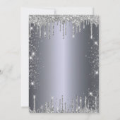 40. Geburtstag silber Glitzer Tropfen glamourös Einladung (Rückseite)