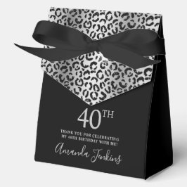 40. Geburtstag Silber Leoparden-Druck Danke  Geschenkschachtel