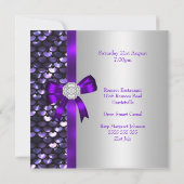 40. Geburtstag Silber Sequins Lila Diamond Bow Einladung (Rückseite)