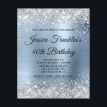 40. Geburtstag Silberner Glitzer Blauer Blauer Ein Flyer<br><div class="desc">Eine glamouröse extravagante Drehbuch 40. Geburtstagseinladung für sie auf einem Budget Papier Flyer Option (keine Umschläge enthalten). Imitate funkelnd silber Glitzer gegen ein glänzendes Licht und pagelblau ombre Imitate metallische Folie Grafik. Das extravagante schwarze Kalligraphieskript kann angepasst werden. Das ganze Glanz und Glanz dieses modernen, mädchenhaften Designs sind digitale Grafiken,...</div>