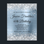 40. Geburtstag Silberner Glitzer Blauer Blauer Ein Flyer<br><div class="desc">Eine glamouröse extravagante Drehbuch 40. Geburtstagseinladung für sie auf einem Budget Papier Flyer Option (keine Umschläge enthalten). Imitate funkelnd silber Glitzer gegen ein glänzendes Licht und pagelblau ombre Imitate metallische Folie Grafik. Das extravagante schwarze Kalligraphieskript kann angepasst werden. Das ganze Glanz und Glanz dieses modernen, mädchenhaften Designs sind digitale Grafiken,...</div>