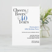 40. Geburtstag Simple Cheers Beers Party Einladung (Stehend Vorderseite)