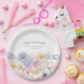 40. Geburtstag Sommer Wasserfarbe Blütenmassage Pappteller (Party)