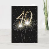 40. Geburtstag Sparkler auf schwarz Karte (Vorderseite)