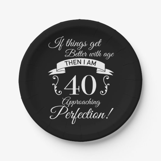 40. Geburtstag Spaß Annäherung Perfektion Pappteller (Vorderseite)
