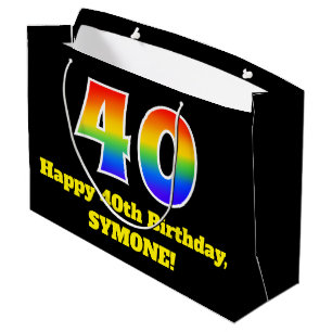 40. Geburtstag ~ Spaß, bunt, lebhaft, Regenbogen 4 Große Geschenktüte
