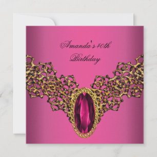 40. Geburtstag Spitze Rosa Gold Wild Juwel Einladung