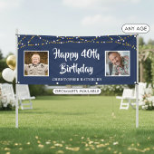 40. Geburtstag String Lichter Name Blau Banner