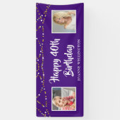 40. Geburtstag String Lights Foto Lila Banner (Vertikal)