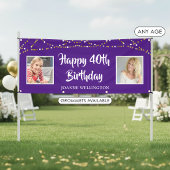 40. Geburtstag String Lights Foto Lila Banner