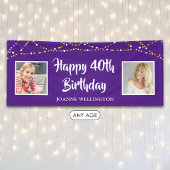 40. Geburtstag String Lights Foto Lila Banner