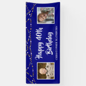 40. Geburtstag String Lights Name Royal Blue Banner (Vertikal)