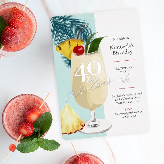 40. Geburtstag Summer Green Cocktail Party Folieneinladung