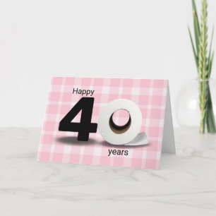 40. Geburtstag Toilettenpapierrolle auf Karo Karte