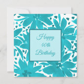 40. Geburtstag Türkisblau Blumen Wasserfarbe Karte (Vorderseite)