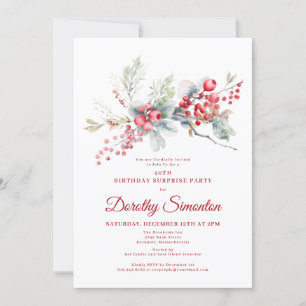 40. Geburtstag Überraschung Party Greenery Red Ber Einladung