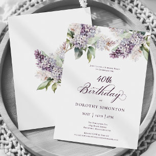 40. Geburtstag Überraschung Party Lila Lilac Blume Einladung