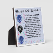 40. Geburtstag Vater Gedicht Plaque Fotoplatte (Vorderseite)