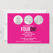 40. Geburtstag VIER OH! Foto rosa Retrolandschaft Einladung (Rückseite)