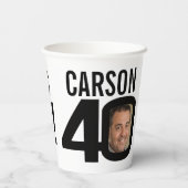 40. Geburtstag Vier-Stunden-Foto Schwarz-weiß Pappbecher (Rückseite)