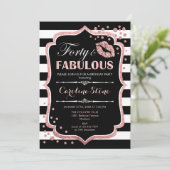 40. Geburtstag - Vierzig fabelhafte Schwarze Rose  Einladung (Stehend Vorderseite)