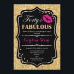 40. Geburtstag - Vierzig fabelhaftes Gold Black Pi Einladung<br><div class="desc">40. Geburtstag Einladung. Elegantes Schwarz-weißes Design mit Imitate Glitzer Gold. Enthält rosa Lippen Kuss,  Konfetti und Script-Schriftart. Ideal für eine elegante Geburtstagsfeier. 30 Fabelhaft! Nachricht,  wenn Sie weitere Anpassungen benötigen.</div>