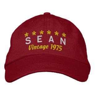 40. Geburtstag Vintag 1975 Six Stars V07 RED Bestickte Baseballkappe