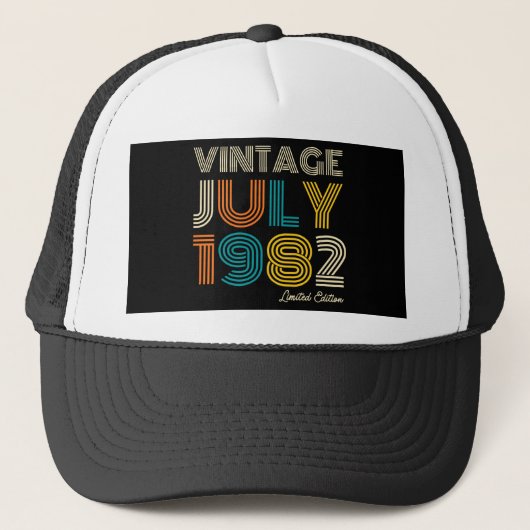 40. Geburtstag Vintag Juli 1982 Limited Edition Truckerkappe (Vorderseite)