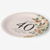 40. Geburtstag Vintag Pappteller (Schrägansicht)
