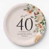 40. Geburtstag Vintag Pappteller (Vorderseite)