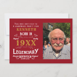 40. Geburtstag Vintag Red Gold Add Name Jahr Einladung