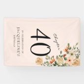 40. Geburtstag Vintage Blumen Banner (Horizontal)
