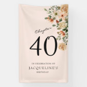 40. Geburtstag Vintage Blumen Banner (Vertikal)