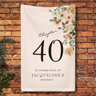 40. Geburtstag Vintage Blumen Banner
