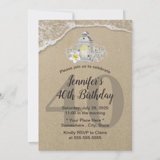 40. Geburtstag Vintage Weiße Laterne Rustikaler St Einladung (Vorderseite)