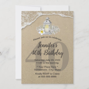 40. Geburtstag Vintage Weiße Laterne Rustikaler St Einladung