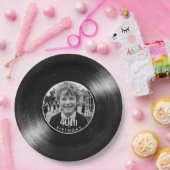 40. Geburtstag Vinyl-Look Schwarzes Papier Pappteller (Party)