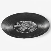 40. Geburtstag Vinyl-Look Schwarzes Papier Pappteller (Schrägansicht)