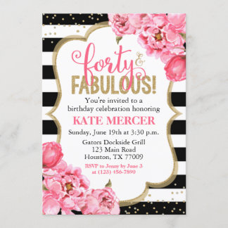 40. Geburtstag von fabelhaften Pink Gold Floral Einladung