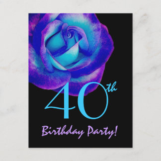 40. Geburtstag Vorlage Lila und Blaue Rose W234