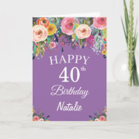 40. Geburtstag Wasserfarben Blume Lila