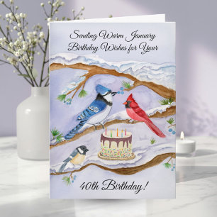 40. Geburtstag Wasserfarben Hinterhofvögel Karte