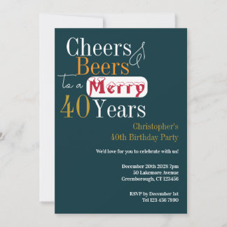 40. Geburtstag Weihnachts Cheers Beers Party Einladung