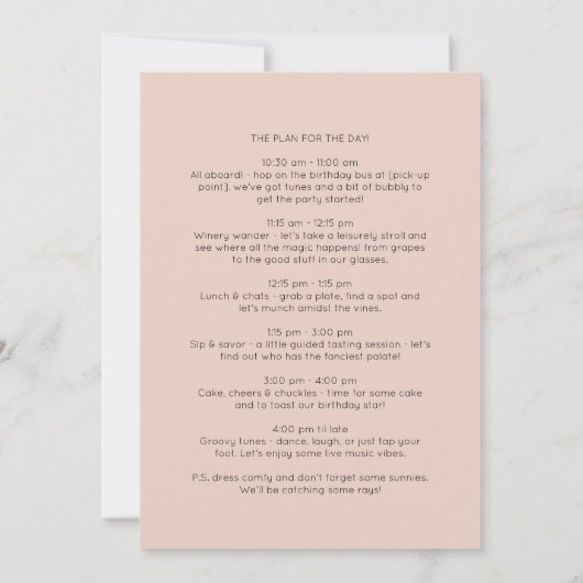 40. Geburtstag Weinwandertour Einladung (Rückseite)