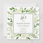 40. Geburtstag Weißer Hydrangeas Einladung (Vorderseite)