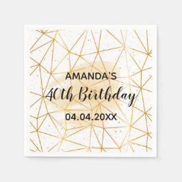 40. Geburtstag weißes Gold geometrisch Serviette